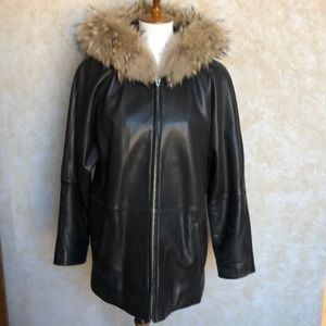 ☃️Finland Leather☃️Raccoon Trimmed Coat With Hood